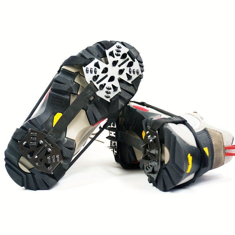 24-Tooth Stainless Steel Ice Grips - Anti-Slip Snow Claw Shoe Covers for Winter, Outdoor Hiking Crampons