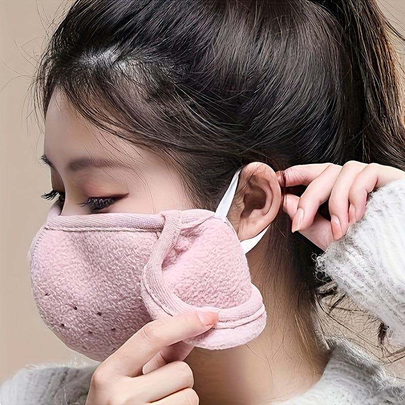 1pc Winter Warm Mask Earmuffs Solid Color Neutral Cold Mask Outdoor Cycling Hiking Ski Mask Ear Warmer For Women Men