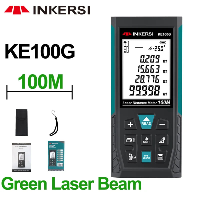 INKERSI Digital Laser Tape Measure 40M Laser Rangefinder Accurate Distance Meter Construction Roulette Trena Lazer Range Finder