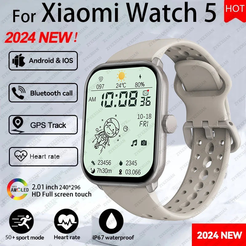For Xiaomi Watch 5 Global Version Men Women HD AMOLED Display Heart Rate Bluetooth Call GPS Track Waterproof Sports Smart Watch