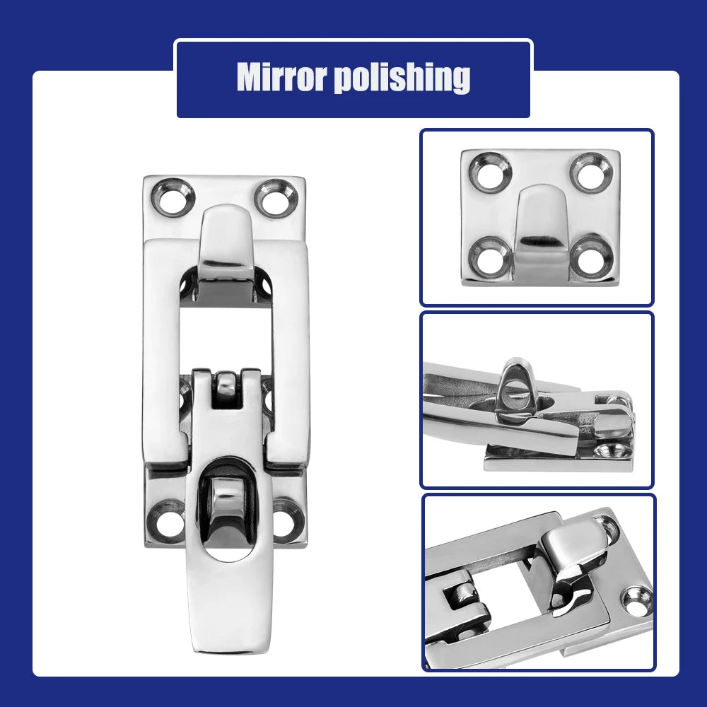 Marine 316 Stainless Steel Anti-Rattle Square Latches for Boat Door Hatch,Hold Down Clamp Latches, Lockable, Sturdy Construction