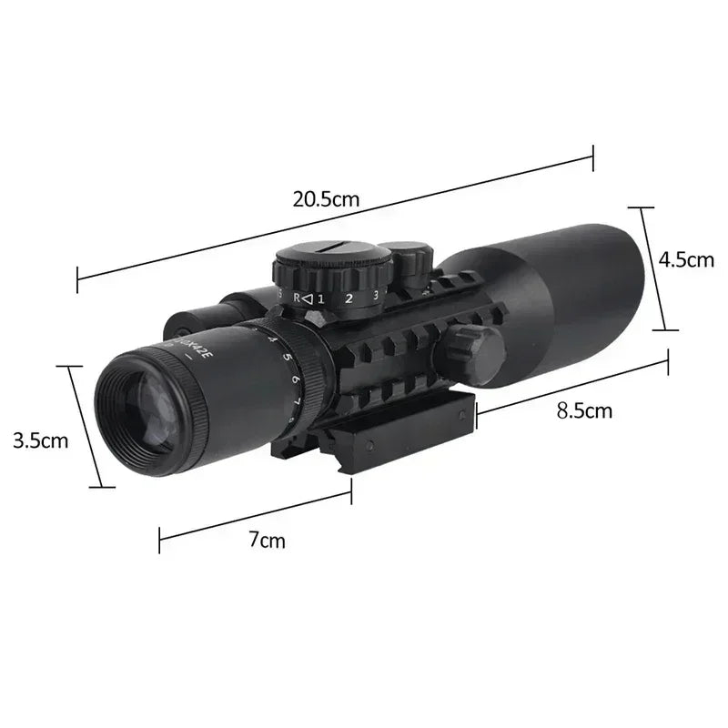 3-10X42E Scopes Red/Green Laser Tactical Combo Sight Optics Hunting Riflescope Airsoft Precise Shooting Riflescope for 20mm