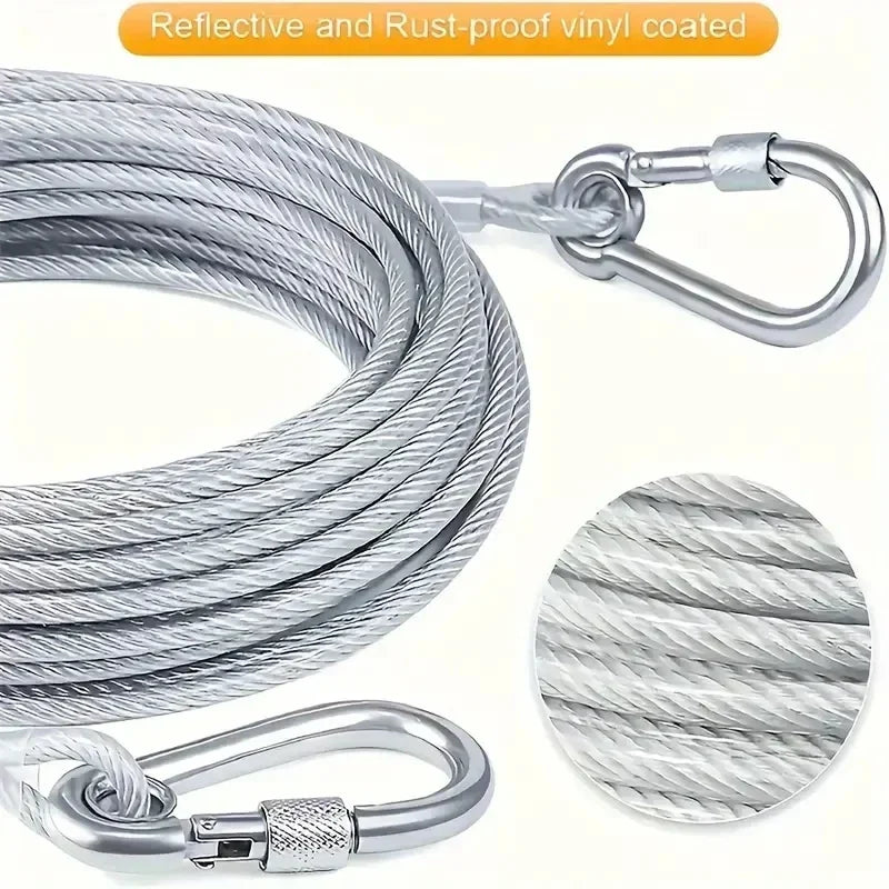 15m(590in) Stainless Steel Clothesline, Portable Windproof Indoor/Outdoor Clothes Drying Camping Supplies Clothes Line