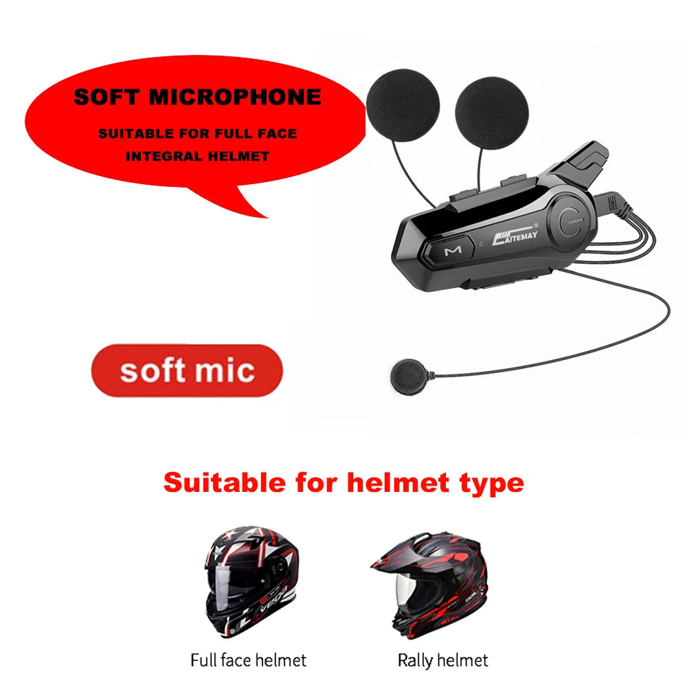 1/2Pcs Bluetooth Motorcycle Helmet Intercom Headset 1000M For 2 Rider Intercomunicador Moto Wireless Interphone Handsfree Call