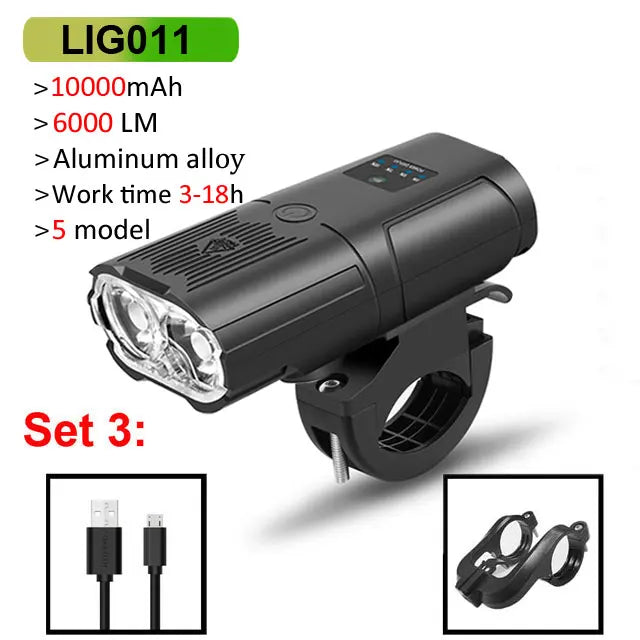 NEWBOLER Smart Bicycle Light Front 10000mAh Bike Light 6000Lumen Waterproof USB Charging MTB Road Cycling Lamp Bike Accessories