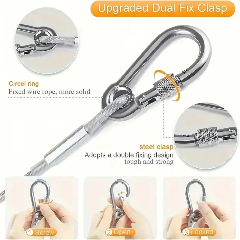 15m(590in) Stainless Steel Clothesline, Portable Windproof Indoor/Outdoor Clothes Drying Camping Supplies Clothes Line