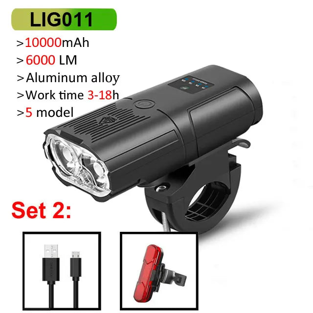 NEWBOLER Smart Bicycle Light Front 10000mAh Bike Light 6000Lumen Waterproof USB Charging MTB Road Cycling Lamp Bike Accessories