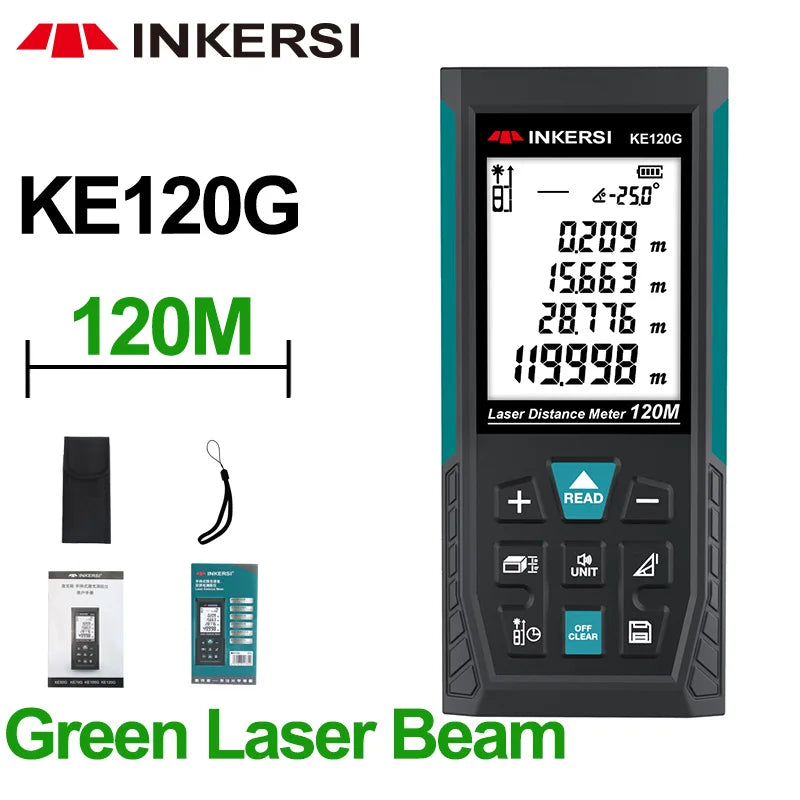 INKERSI Digital Laser Tape Measure 40M Laser Rangefinder Accurate Distance Meter Construction Roulette Trena Lazer Range Finder