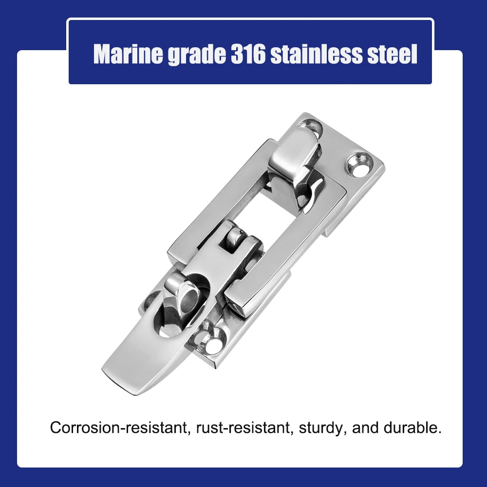 Marine 316 Stainless Steel Anti-Rattle Square Latches for Boat Door Hatch,Hold Down Clamp Latches, Lockable, Sturdy Construction