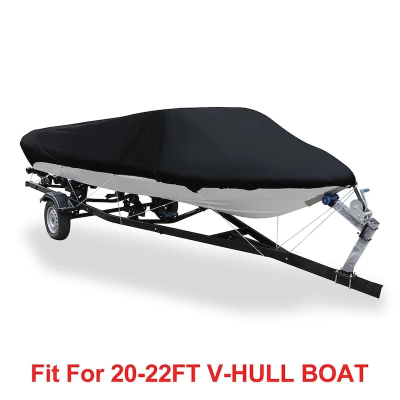 190T Oxford Fabric 11- 22FT Trailerable Yacht Barco Boat Cover Waterproof Anti-UV Marine Trailerable V-shape Canvas Boat Cover