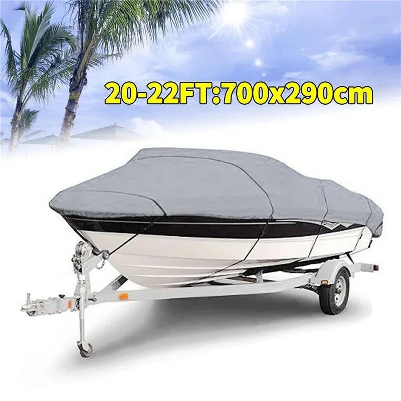 190T Oxford Fabric 11- 22FT Trailerable Yacht Barco Boat Cover Waterproof Anti-UV Marine Trailerable V-shape Canvas Boat Cover