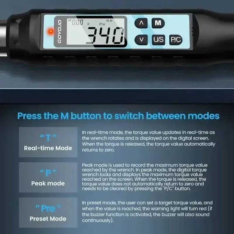 1/2" 3/8" Digital Torque Wrench Professional Torque Adjustable Wrench Data Save Bike Car Bicycle Repair Torque Tool Key