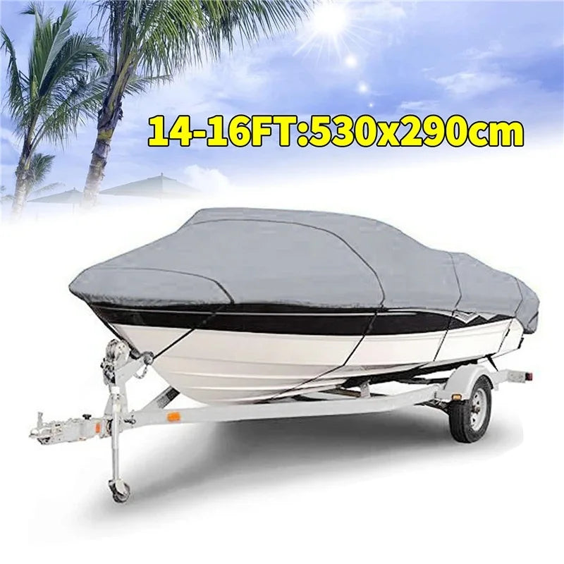 190T Oxford Fabric 11- 22FT Trailerable Yacht Barco Boat Cover Waterproof Anti-UV Marine Trailerable V-shape Canvas Boat Cover
