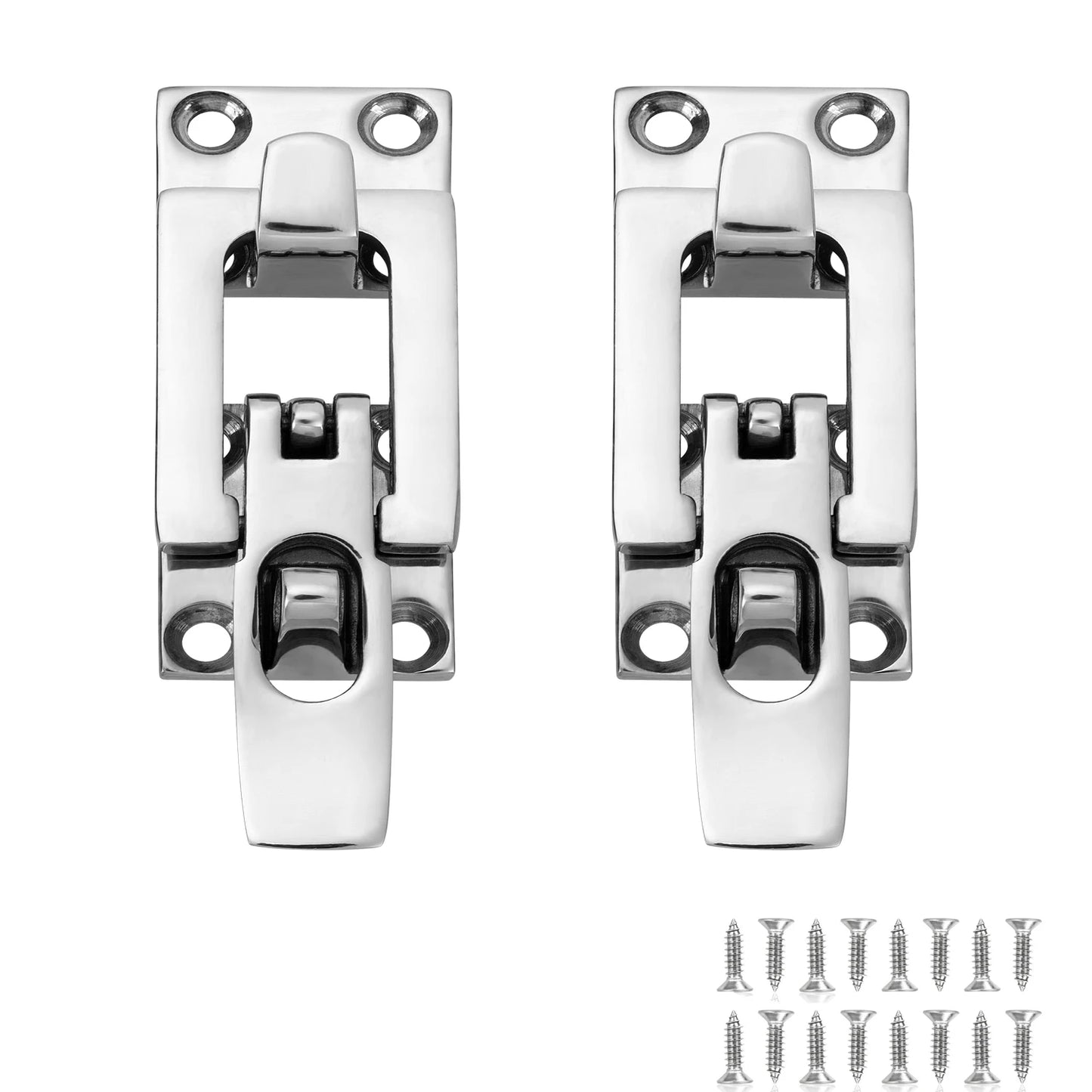 Marine 316 Stainless Steel Anti-Rattle Square Latches for Boat Door Hatch,Hold Down Clamp Latches, Lockable, Sturdy Construction