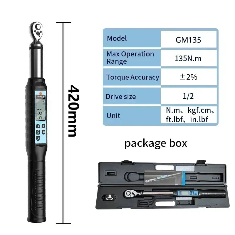 1/2" 3/8" Digital Torque Wrench Professional Torque Adjustable Wrench Data Save Bike Car Bicycle Repair Torque Tool Key
