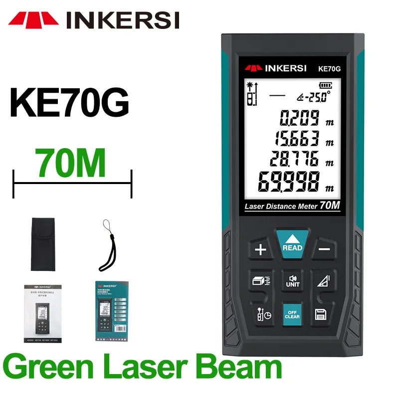 INKERSI Digital Laser Tape Measure 40M Laser Rangefinder Accurate Distance Meter Construction Roulette Trena Lazer Range Finder