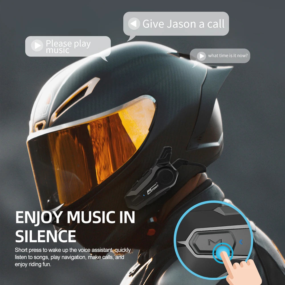 1/2Pcs Bluetooth Motorcycle Helmet Intercom Headset 1000M For 2 Rider Intercomunicador Moto Wireless Interphone Handsfree Call