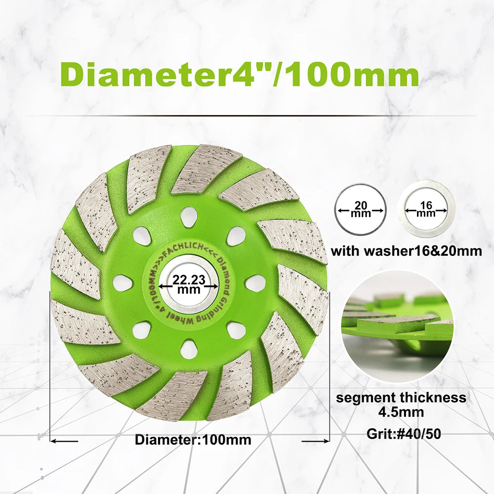 FACHLICH 1pc 100/115/125mm Diamond Grinding Wheel Stone Brick Granite Concrete Polishing Disc Cup Wheel Abrasive Tools