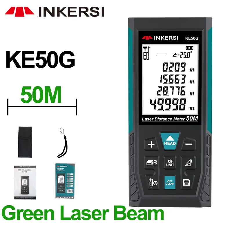 INKERSI Digital Laser Tape Measure 40M Laser Rangefinder Accurate Distance Meter Construction Roulette Trena Lazer Range Finder