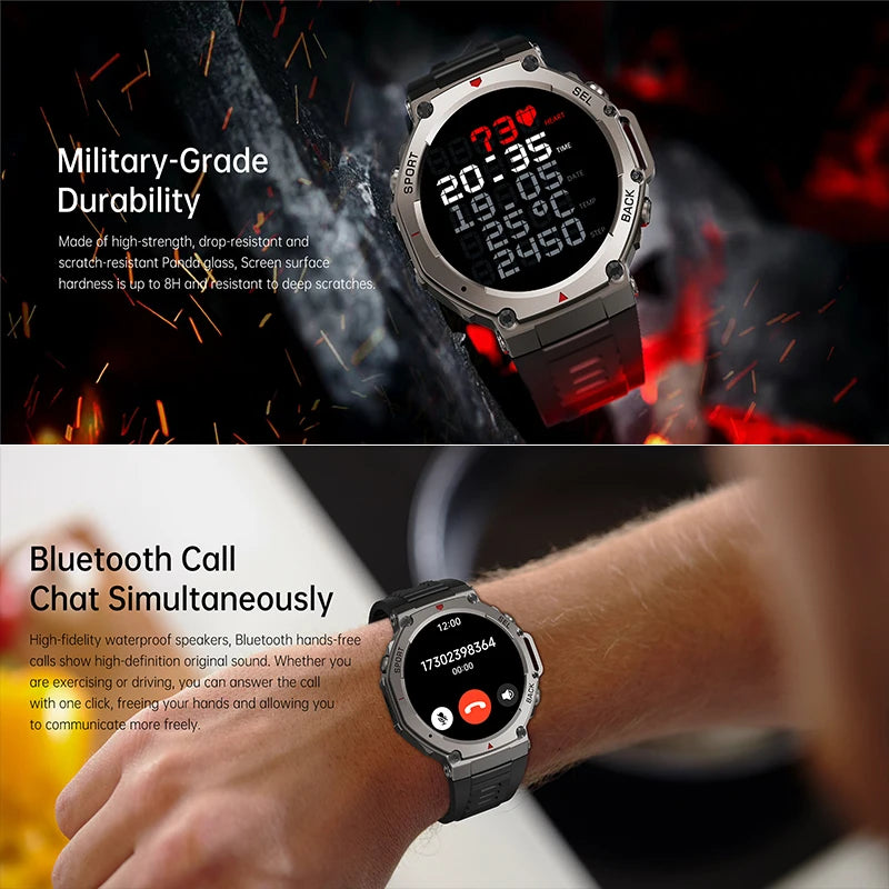 New T-Rex 3 Dual-Band GPS Military Smart Watch 48mm 10ATM Water-Resistant 500mAh Battery Compass Altimeter Smartwatch For HUAWEI