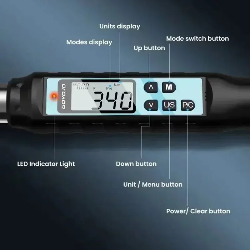 1/2" 3/8" Digital Torque Wrench Professional Torque Adjustable Wrench Data Save Bike Car Bicycle Repair Torque Tool Key