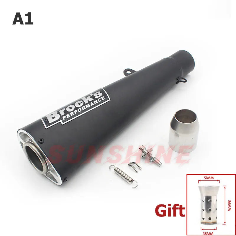 51mm Universal Exhaust Motocross Escape Moto Pipe Motorcycle Muffler Cafe Racer Pitbike For BMW S1000RR Z400 Z900 NK400 S1000R