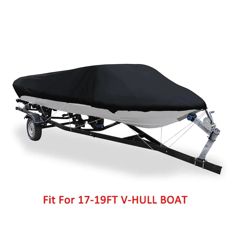190T Oxford Fabric 11- 22FT Trailerable Yacht Barco Boat Cover Waterproof Anti-UV Marine Trailerable V-shape Canvas Boat Cover