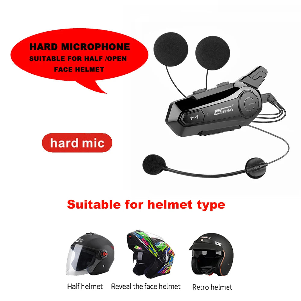 1/2Pcs Bluetooth Motorcycle Helmet Intercom Headset 1000M For 2 Rider Intercomunicador Moto Wireless Interphone Handsfree Call