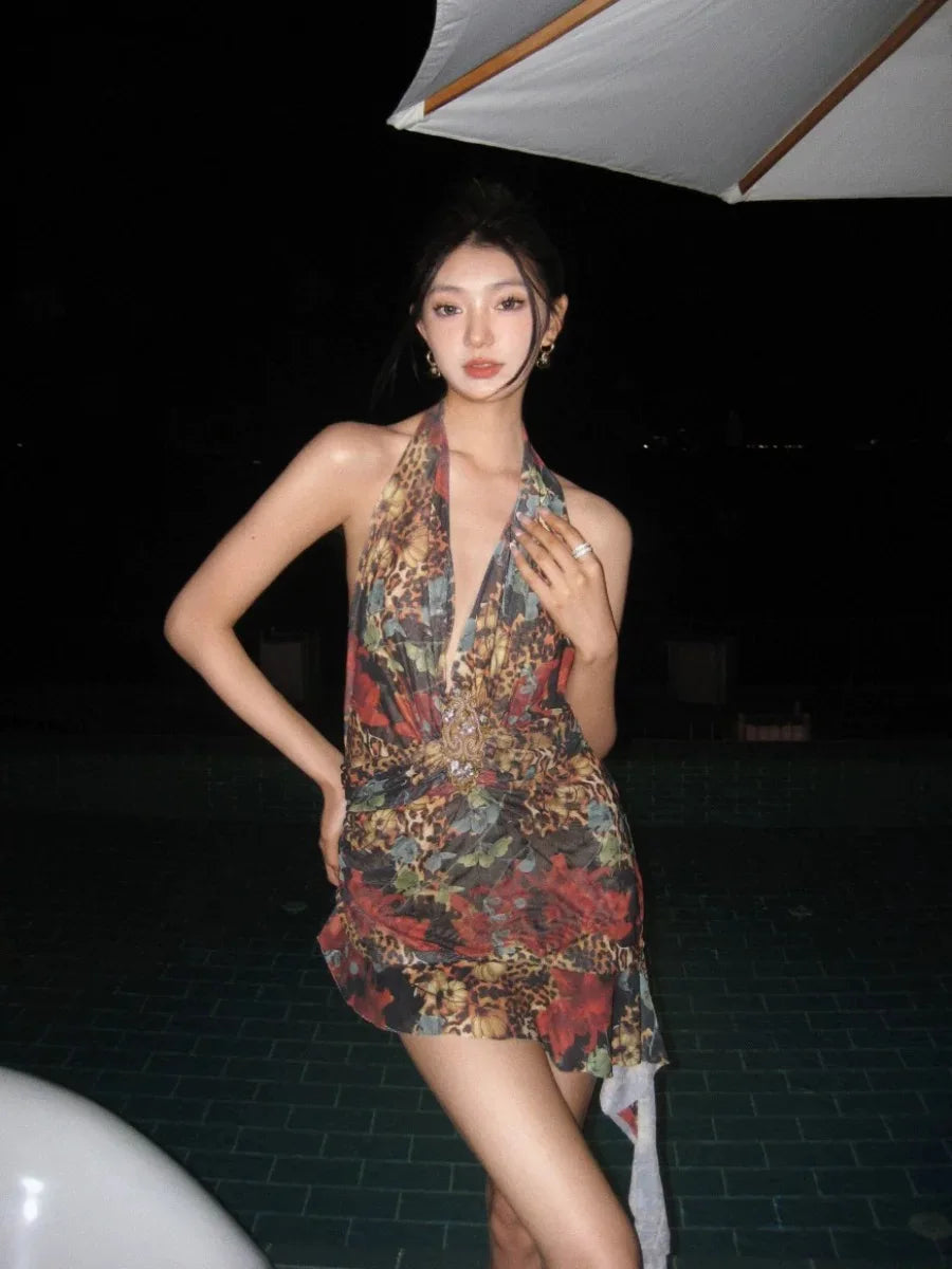 Jaded London sexy halter dress with skirt and beaded halter