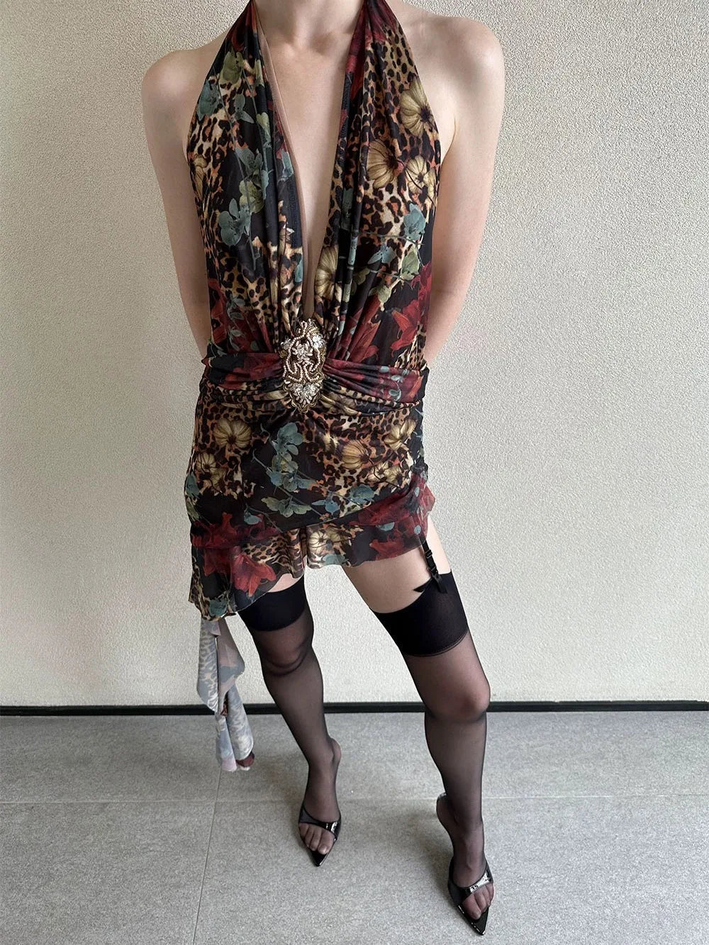 Jaded London sexy halter dress with skirt and beaded halter