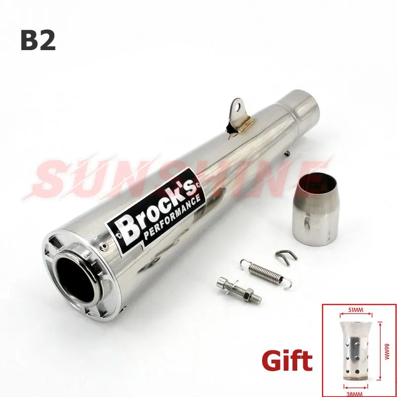 51mm Universal Exhaust Motocross Escape Moto Pipe Motorcycle Muffler Cafe Racer Pitbike For BMW S1000RR Z400 Z900 NK400 S1000R