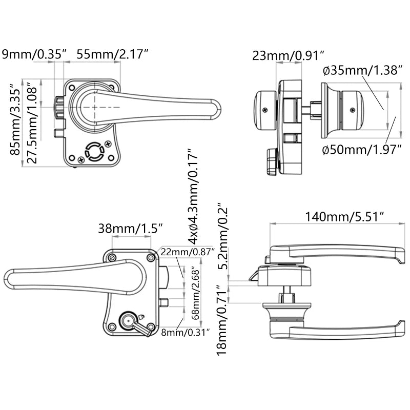 Safe Trailer RV Toilet Bathroom Toilet Door Lock Caravan Boat Latch Handle Knob for Camper Cargo Furniture Hardware Home N0HF