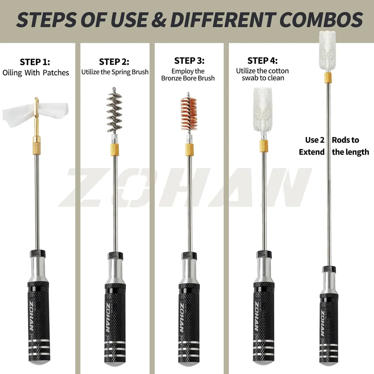 ZOHAN Gun Cleaning Kit Universal Gun Brush Tool for 12 Gauge Shotgun Cleaning Kit Gun Barrel Cleaner Portable Assembly Hunting