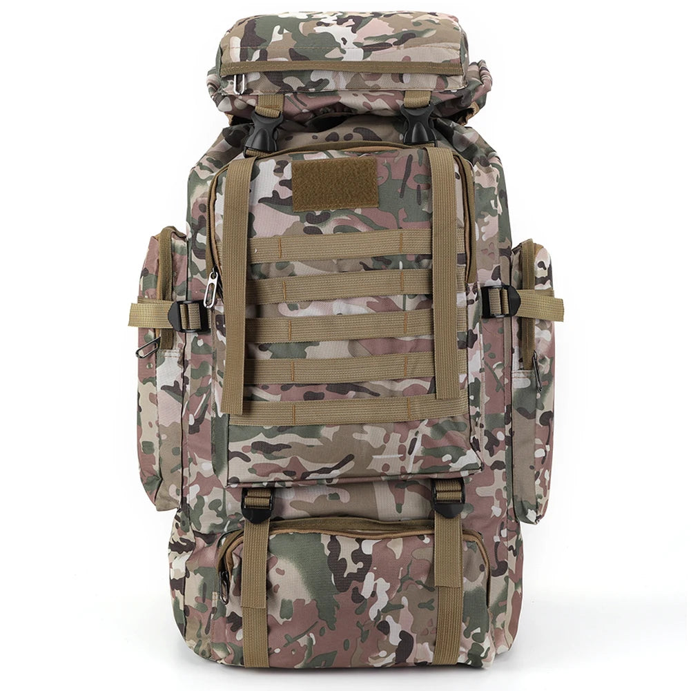 80L Comfort Breathable Camouflage Backpack Waterproof Wear-resistant Climbing Backpack Outdoor Sports Rucksack Ski Hiking Bags