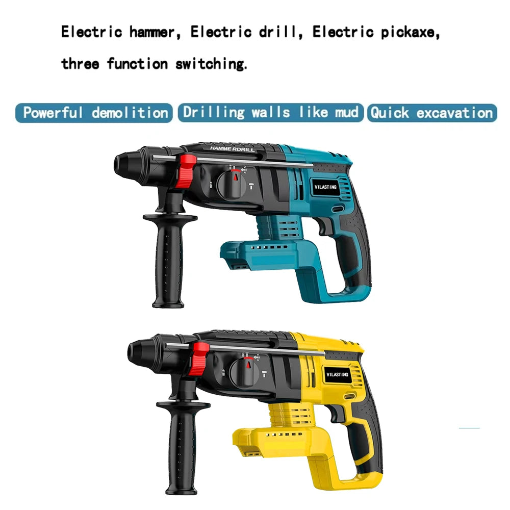 26MM Brushless Electric Hammer Drill Multifunctional Rotary Cordless Rechargeable Power Tools Fit Makita/Dewalt 18V Battery