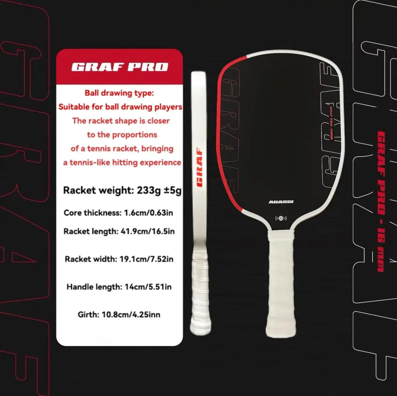 2025 Agassi Pro Shape TFP Espuma 14mm 16mm Espessura GEN4 Núcleo Thermoformé Toray T700 Pá de pickleball de fibra de carbono