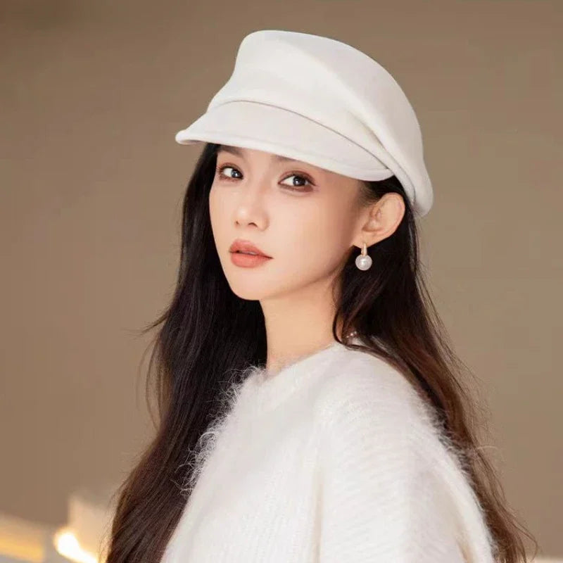 2024 Party 100% Pure Wool Custom Autumn and Winter Beret Designer Wedding Ladies New Peaked Cap Banquet Cloche Top Hat Wholesale