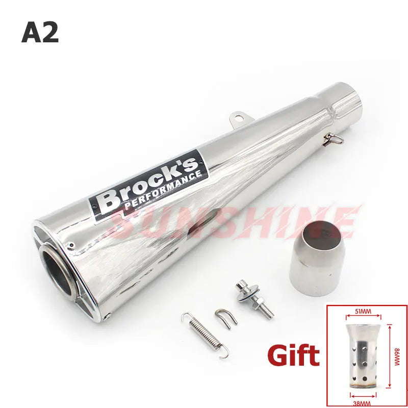 51mm Universal Exhaust Motocross Escape Moto Pipe Motorcycle Muffler Cafe Racer Pitbike For BMW S1000RR Z400 Z900 NK400 S1000R