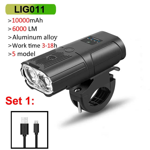 NEWBOLER Smart Bicycle Light Front 10000mAh Bike Light 6000Lumen Waterproof USB Charging MTB Road Cycling Lamp Bike Accessories