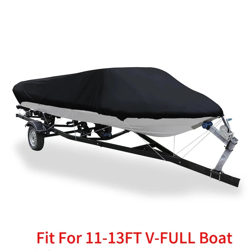 190T Oxford Fabric 11- 22FT Trailerable Yacht Barco Boat Cover Waterproof Anti-UV Marine Trailerable V-shape Canvas Boat Cover