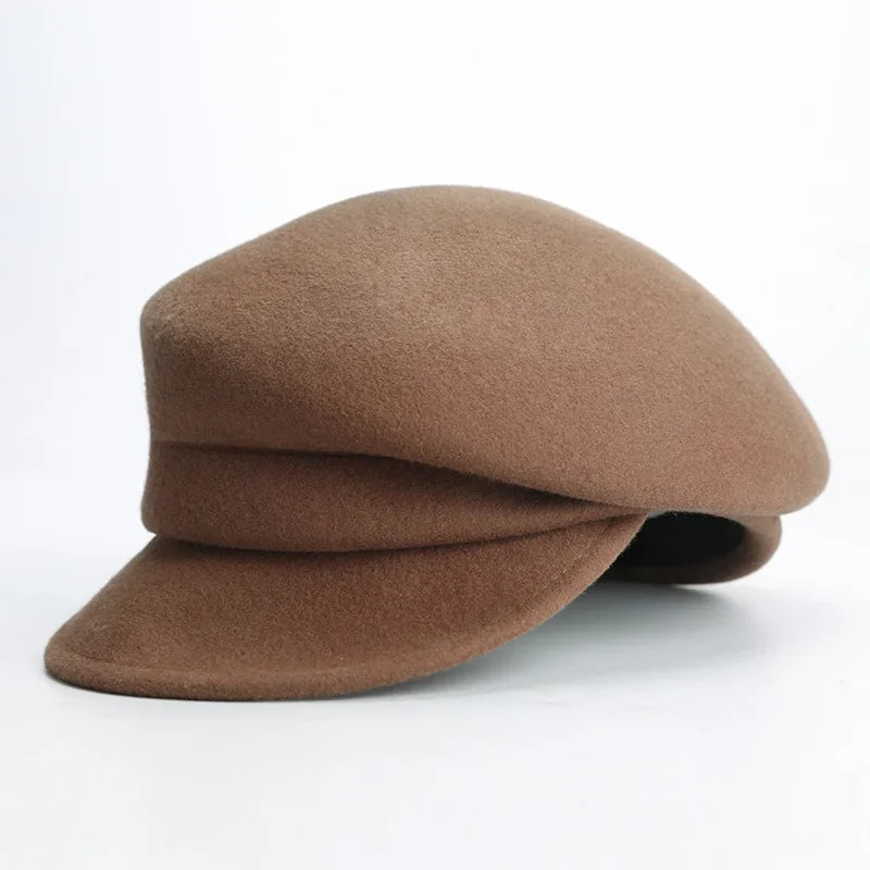 2024 Party 100% Pure Wool Custom Autumn and Winter Beret Designer Wedding Ladies New Peaked Cap Banquet Cloche Top Hat Wholesale