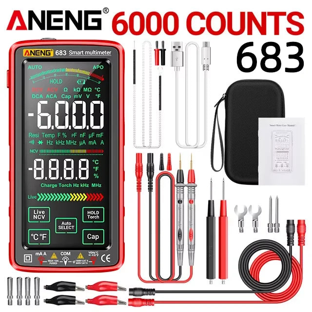 ANENG 683 6000 Counts Multimetro Smart Multimeter High-end Touch Test Rechargeable Multitester AC/DC Voltage Tester Current To