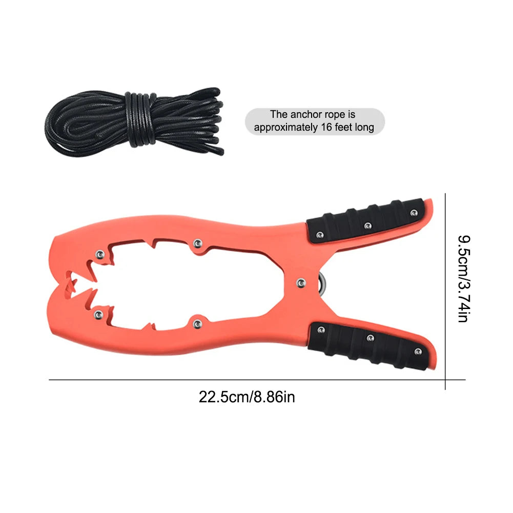 Portable Kayak Grip Anchor with Large Clamping Mouth Fishing Brush Gripper 16 Feet Paracord Gear Stainless Steel Anchor Grip
