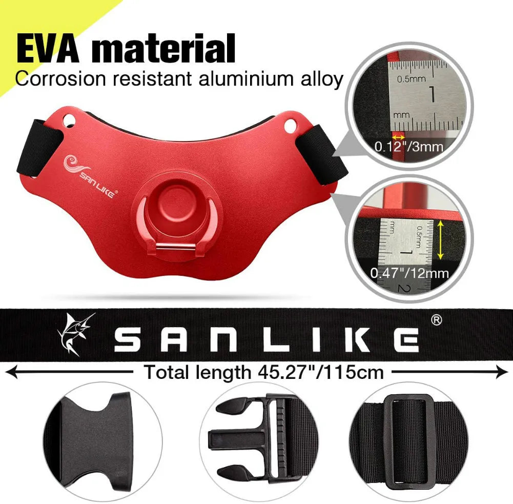 SANLIKE Fishing Fighting Belt Rod Holder Aluminum Adjustable Alloy Fishing Pole Waist Belt Tackle Saltwater Tool for Big Fish