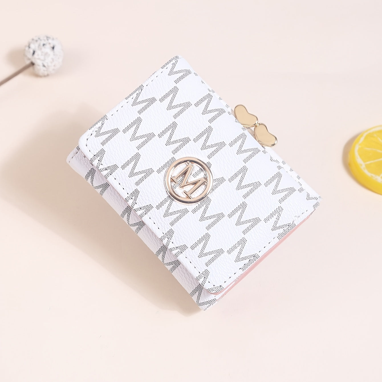 "Mother's Day Gift for Mom - Designer Monogram Tri-Fold Wallet w/ 12 Card Slots & Heart-Shaped Clasp | Vegan Faux Leather Compact Credit Card Holder, Stylish Women's Wallet (Perfect Gift for Her - Birthday, Anniversary & Moth
