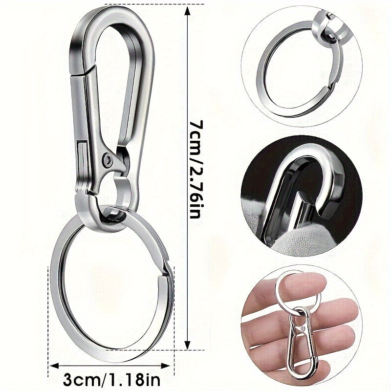 10-Pack Stainless Steel Carabiner Keychain Clips - Durable Metal Spring Snap Hook for Key Ring, Camping Gear, Backpacks