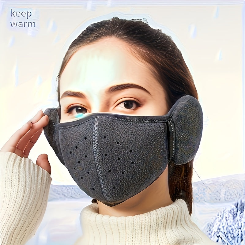 1pc Winter Warm Mask Earmuffs Solid Color Neutral Cold Mask Outdoor Cycling Hiking Ski Mask Ear Warmer For Women Men