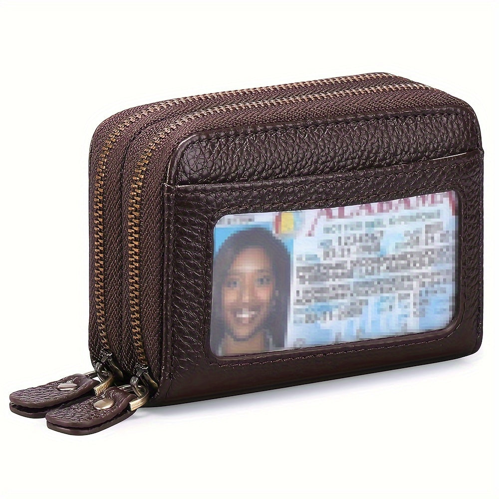 1pc Ciephia Women's RFID Blocking Wallet - Slim Top-Grain Cowhide Credit Card Holder with Zipper Closure, Multiple Card Slots & Coin Pocket, Compact Black Genuine Leather Purse for Women, Gift for Her, Sleek Women's Accessory