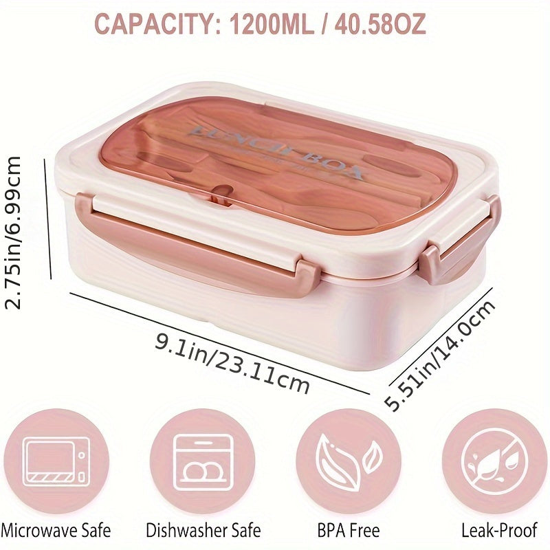 40.58oz Leak-Proof Bento Box with Cutlery - BPA-Free, Microwave Safe, 3 Compartments, Green Silicone Lunch Container for School, Work & Outdoor Meals, Outdoor Meal Box | Compartmentalized Lunchbox | Secure Locking Lid