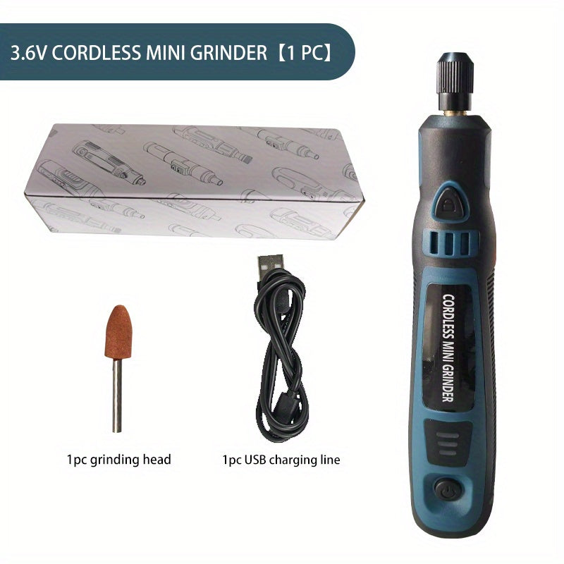1 Set DIY Small Electric Grinder, Household Hand-held Electric Engraving Tool For Jade Engraving, Polishing Tool, USB Rechargeable Electric Grinder Set, Electric Grinder, Mini Small Electric Grinder Pen, Power Tool